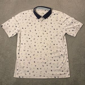 Swannies Polo Shirt‎ Mens XL Golf Club Goats Cocktail Print Performance Stretch